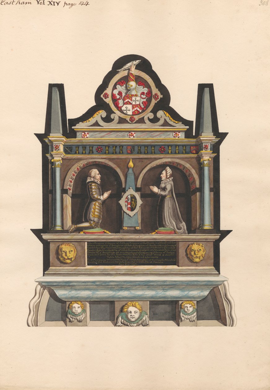 Minnesmerke over Giles Breame fra East Ham Church av Daniel Lysons