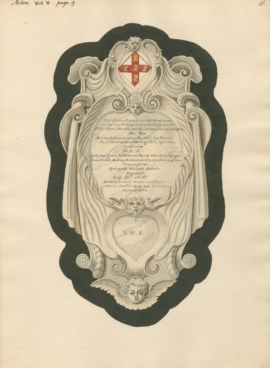 Minnesmerke over HMS fra Acton Church av Daniel Lysons