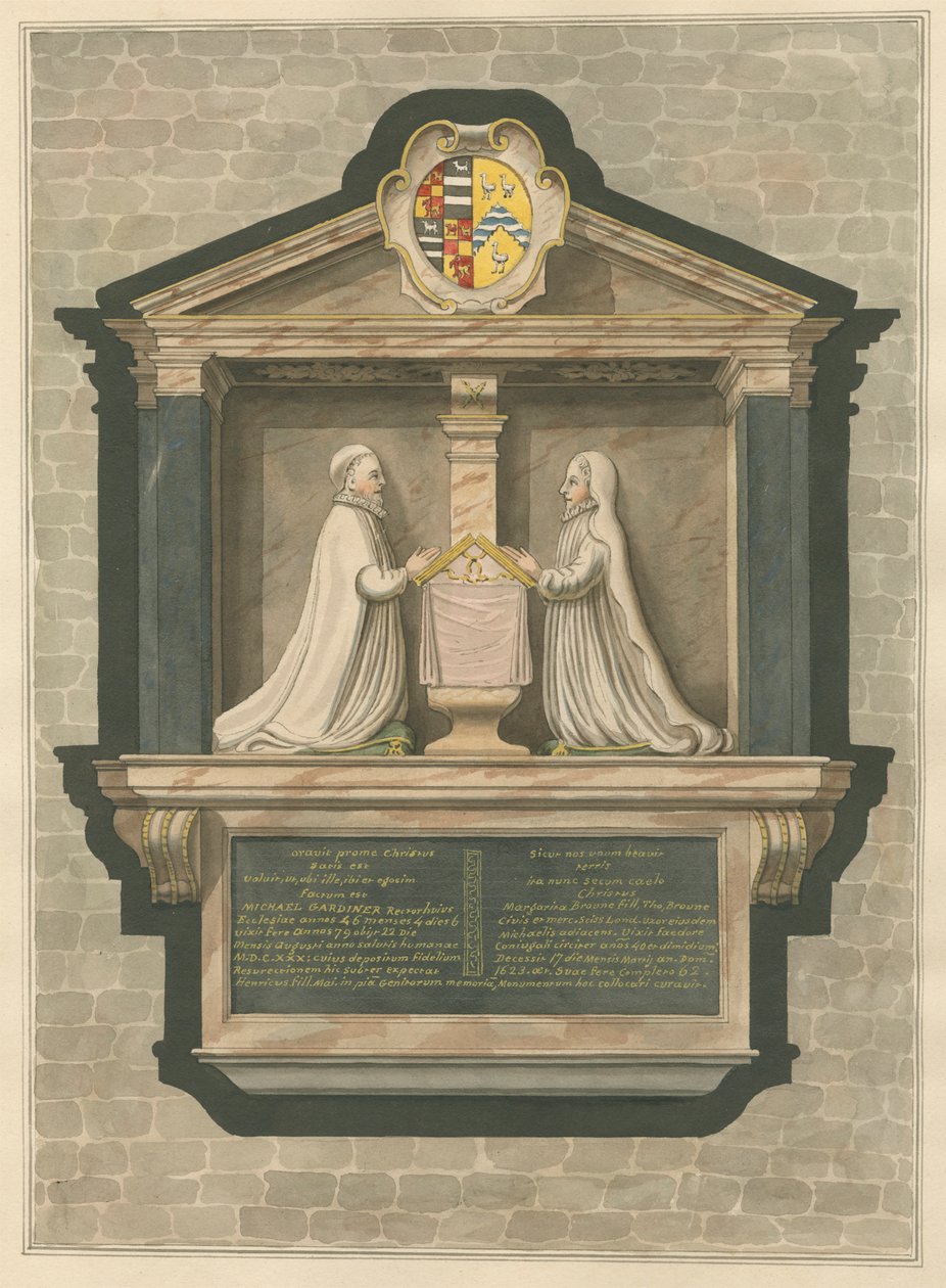 Minnesmerke over Michael Gardiner og Margarita Browne fra Greenford Church av Daniel Lysons