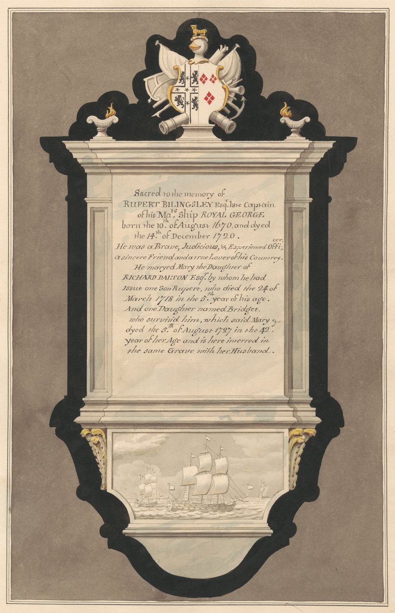 Minnesmerke over Rupert og Mary Billingsley fra Drayton Church av Daniel Lysons