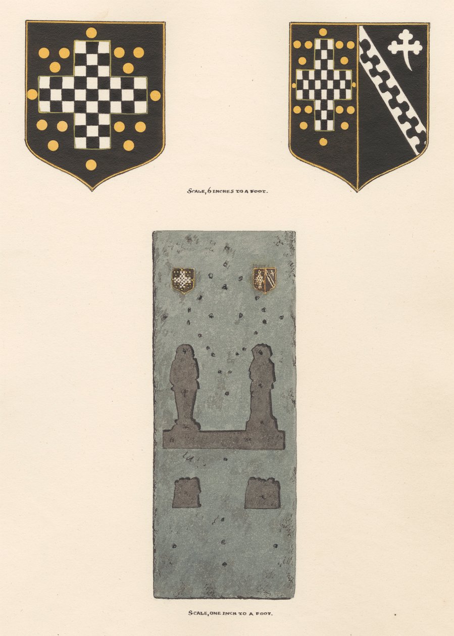 Monument med manglende messingplater av James og Eleanor Walsingham, Chislehurst av Daniel Lysons