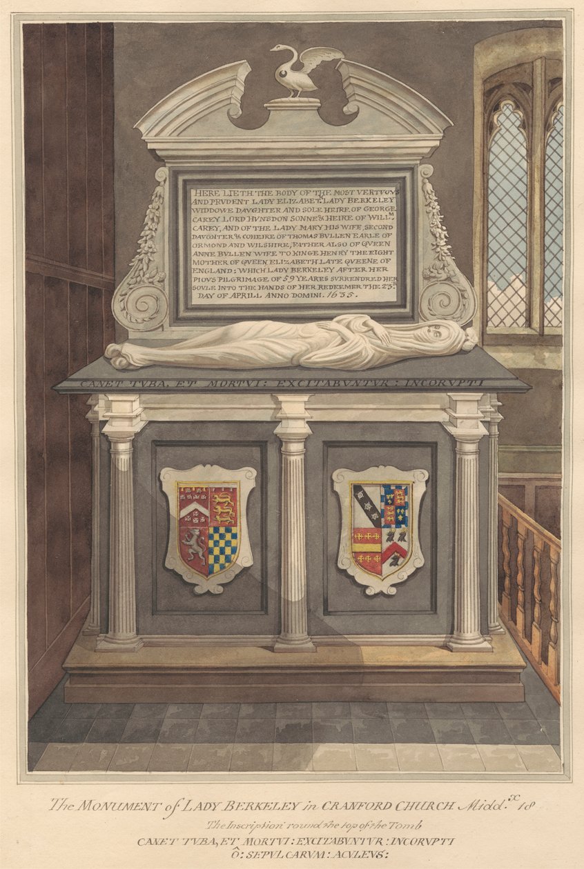 Graven til Lady Elizabeth Berkeley fra Cranford Church av Daniel Lysons