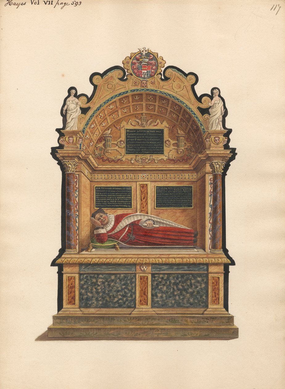 Graven til Sir Edward Fennen av Hayes fra Hayes Church av Daniel Lysons