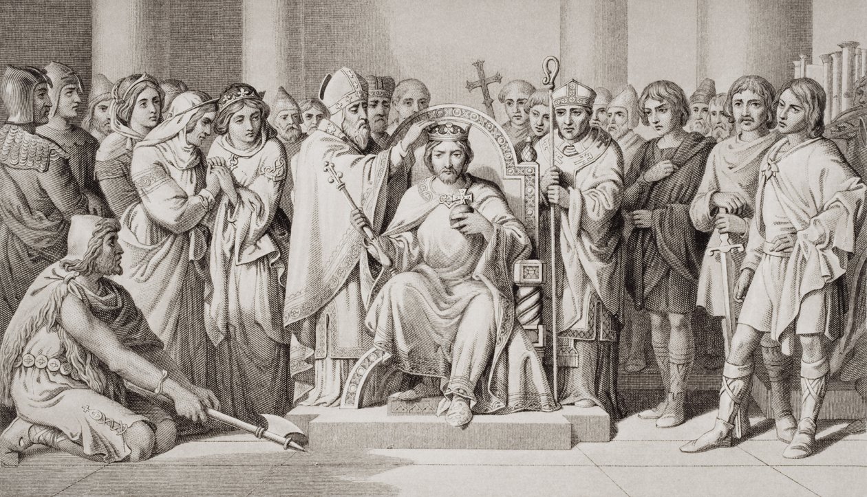 Kroningen av Harold II (ca. 1022-66) kongen av angelsakserne i 1066 e.Kr., fra 