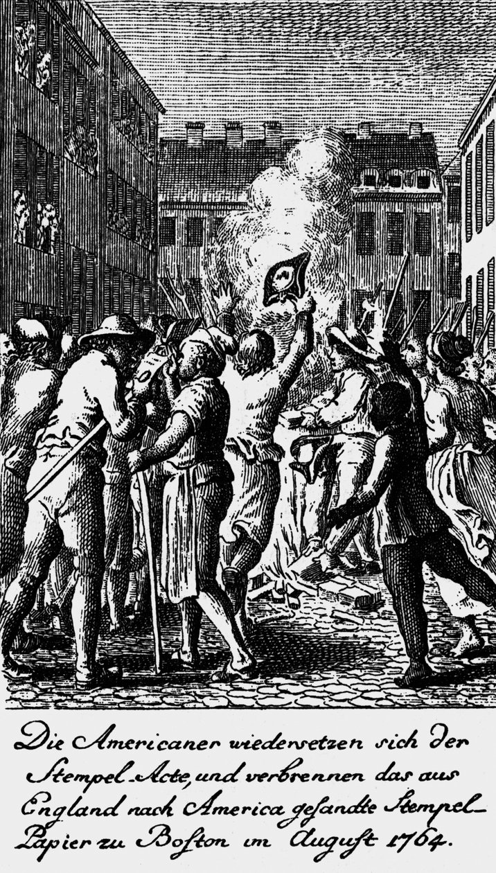 Amerikanere gjør opprør mot "Stamp Act" - av Daniel Nikolaus Chodowiecki