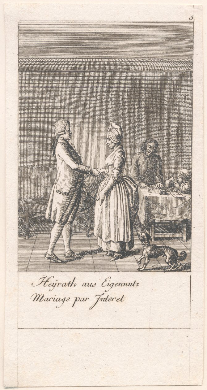Motiver for ekteskap og deres konsekvenser. Bl. 3 av Daniel Nikolaus Chodowiecki