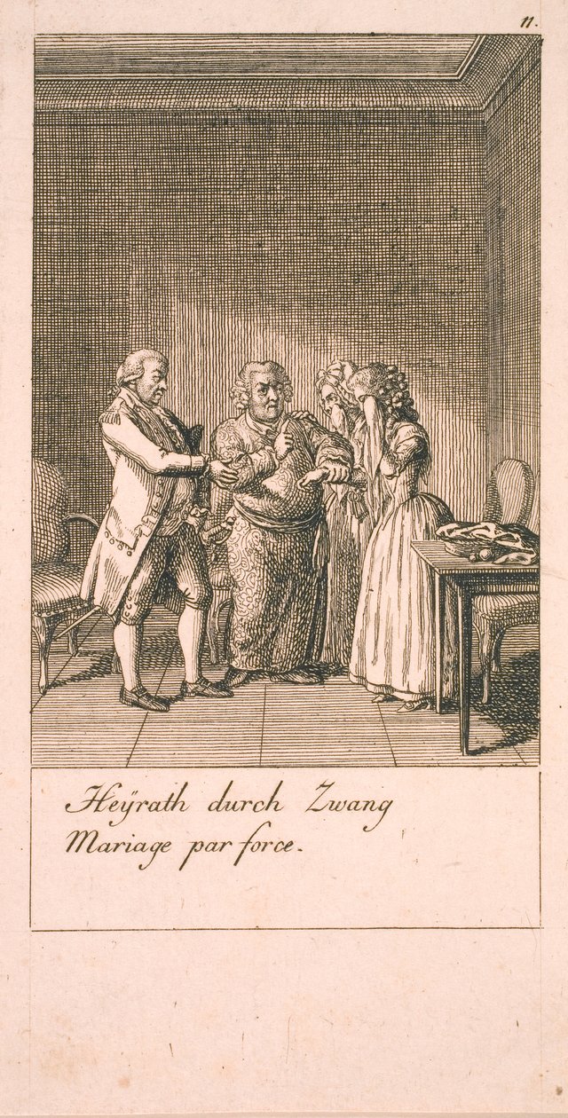 Motiver for ekteskap og deres konsekvenser. Bl. 7 av Daniel Nikolaus Chodowiecki