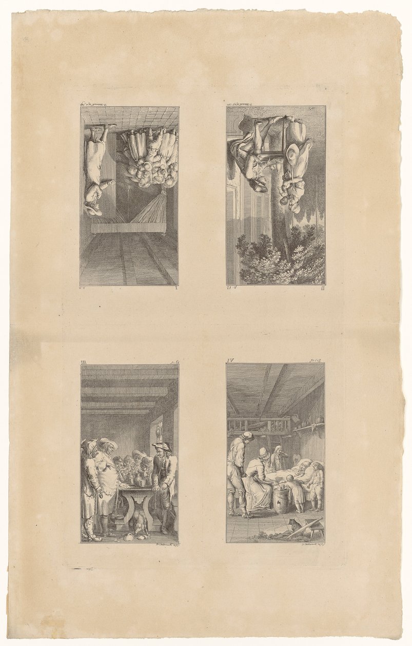 Side 1–4 til Pestalozzis «Lienhard og Gertrud» av Daniel Nikolaus Chodowiecki