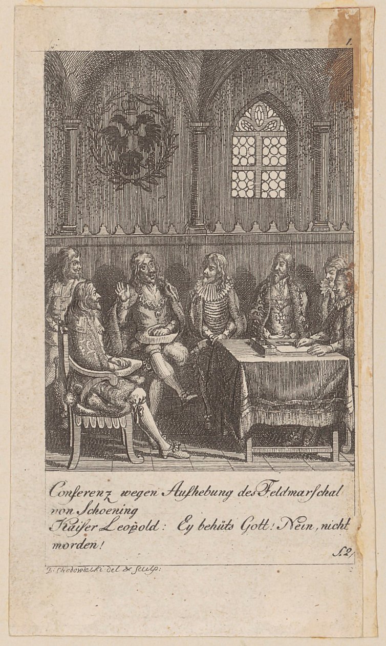 Blad 1 i serien «Brandenburgs historie» av Daniel Nikolaus Chodowiecki