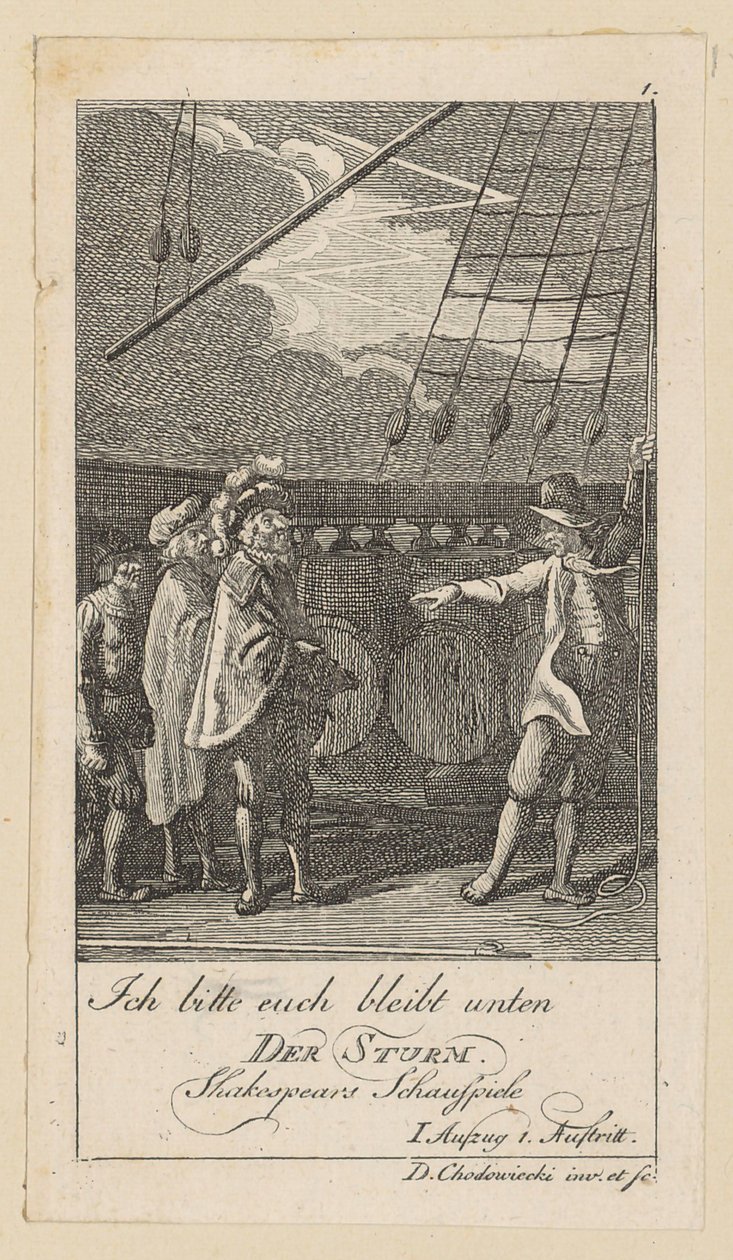 Plate 1 til Shakespeares «Stormen» av Daniel Nikolaus Chodowiecki