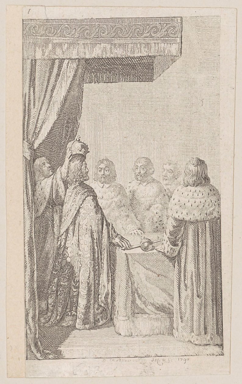 Blad 1 til «Prøyssisk-brandenburgsk statshistorie», andre del av Daniel Nikolaus Chodowiecki