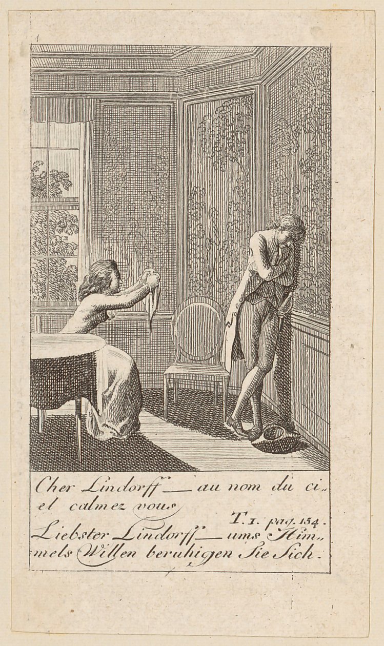 Plate 4 til «Karoline von Lichtfield» av Daniel Nikolaus Chodowiecki