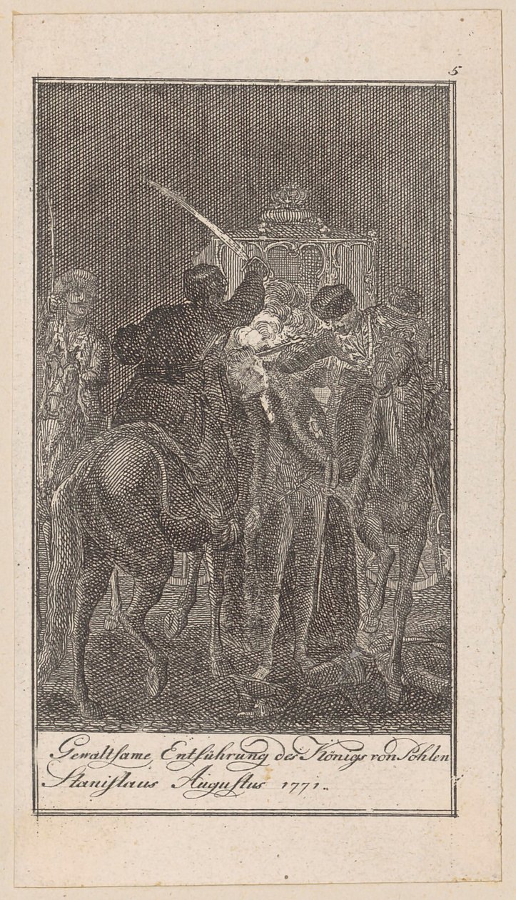 Plate 5 av «Fremstillinger fra den nyere historien» av Daniel Nikolaus Chodowiecki