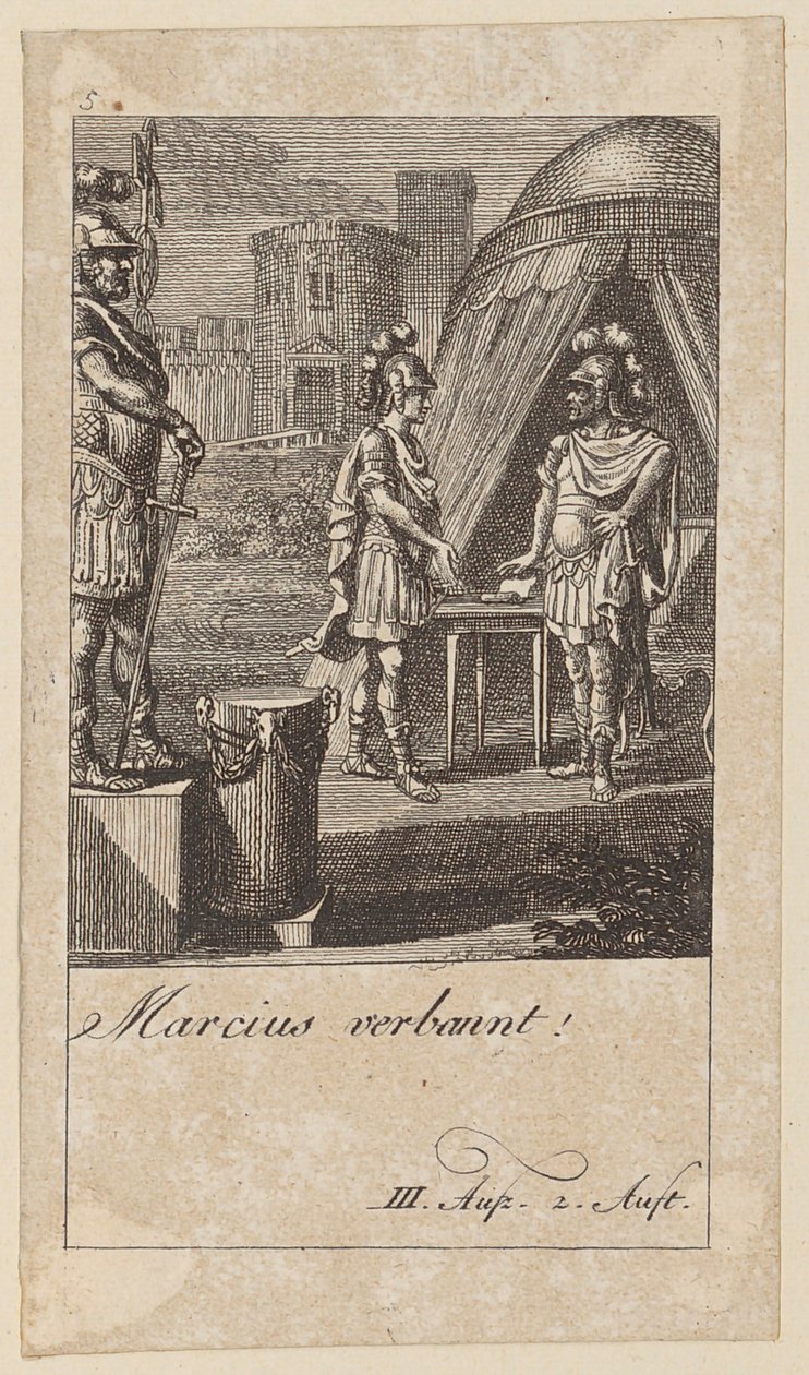 Blad 5 til Shakespeares «Coriolanus» av Daniel Nikolaus Chodowiecki