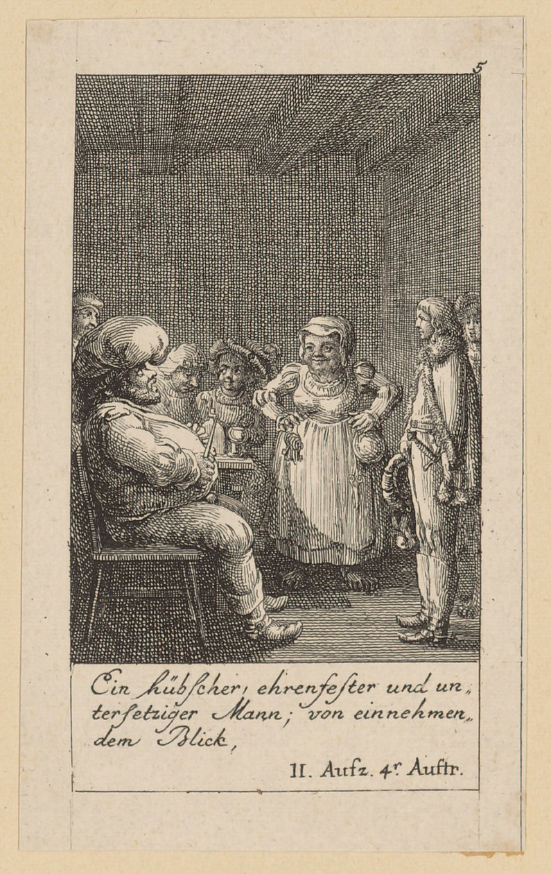 Blad 5 til Shakespeares «Kong Henrik IV» av Daniel Nikolaus Chodowiecki