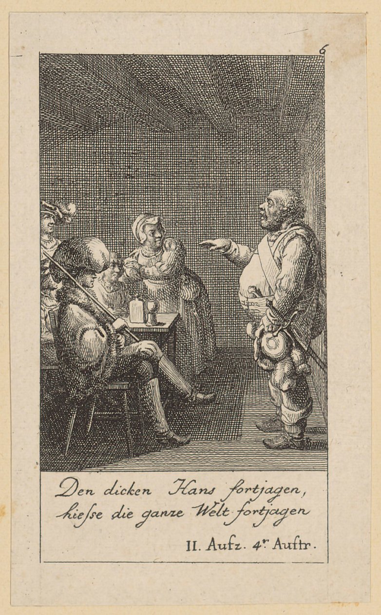 Blad 6 til Shakespeares «Kong Henrik IV» av Daniel Nikolaus Chodowiecki