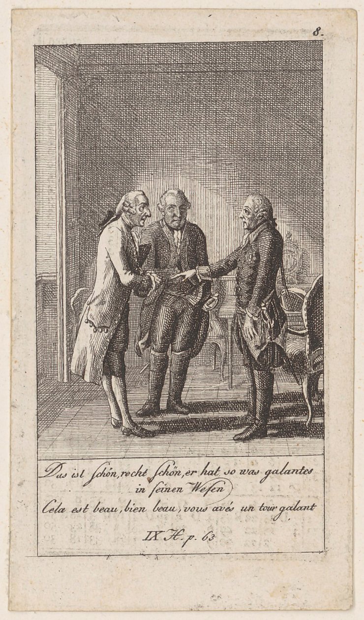 Plate 8 til «Anekdoter og karaktertrekk av Fredrik den andre, konge av Preussen» av Daniel Nikolaus Chodowiecki