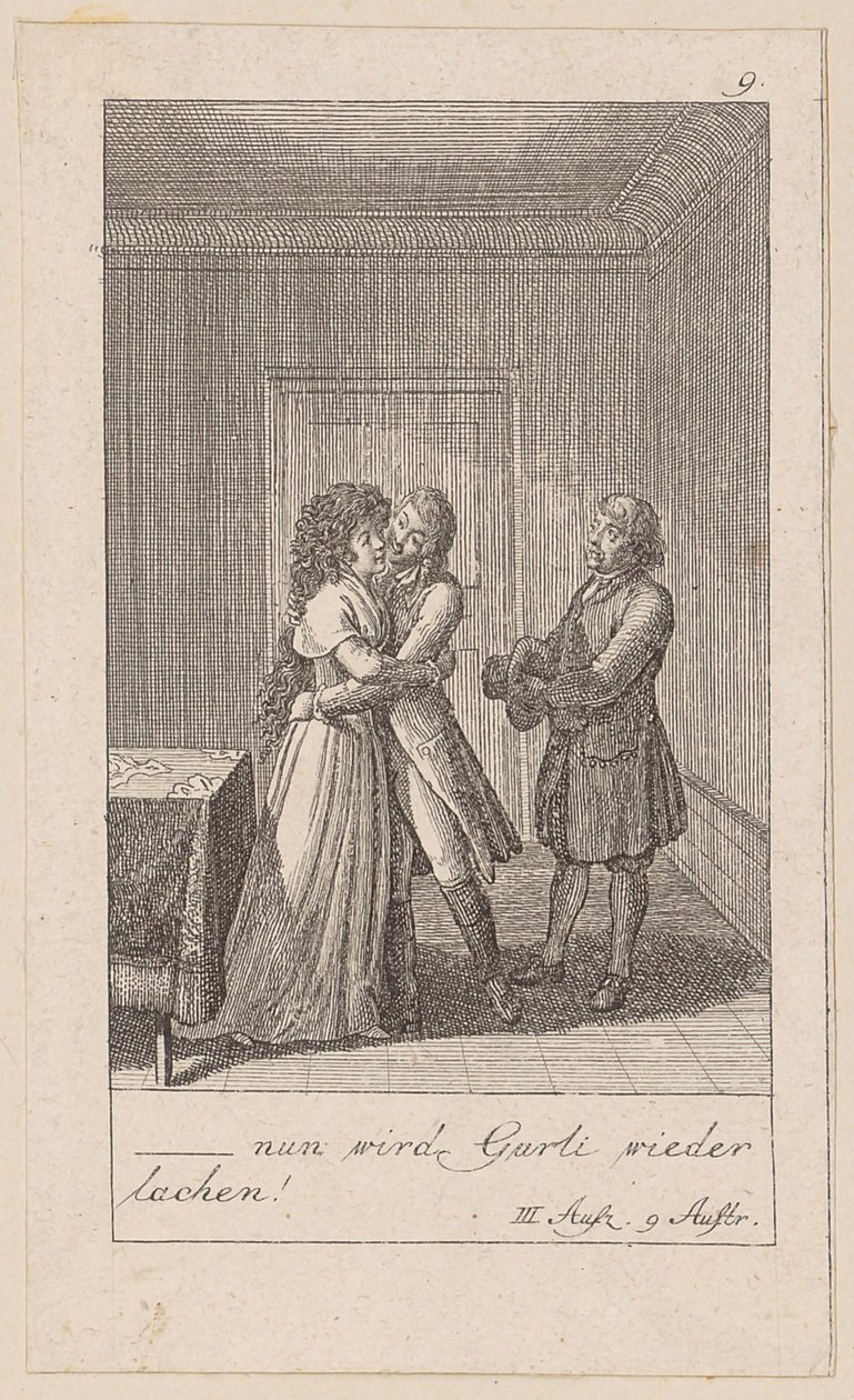 Plate 9 til August von Kotzebues «Indianerne i England» av Daniel Nikolaus Chodowiecki