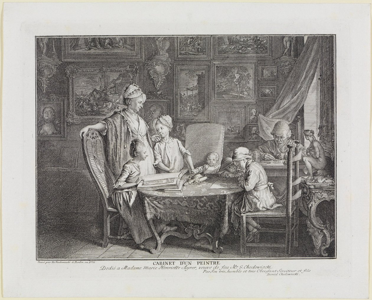 En malers kabinett. Kunstnerens familieblad. av Daniel Nikolaus Chodowiecki