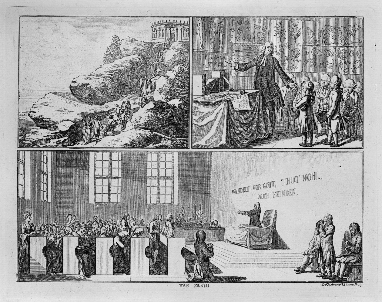 Religionens virkninger. Til Basedows «Elementarwerk», tavle 48. av Daniel Nikolaus Chodowiecki