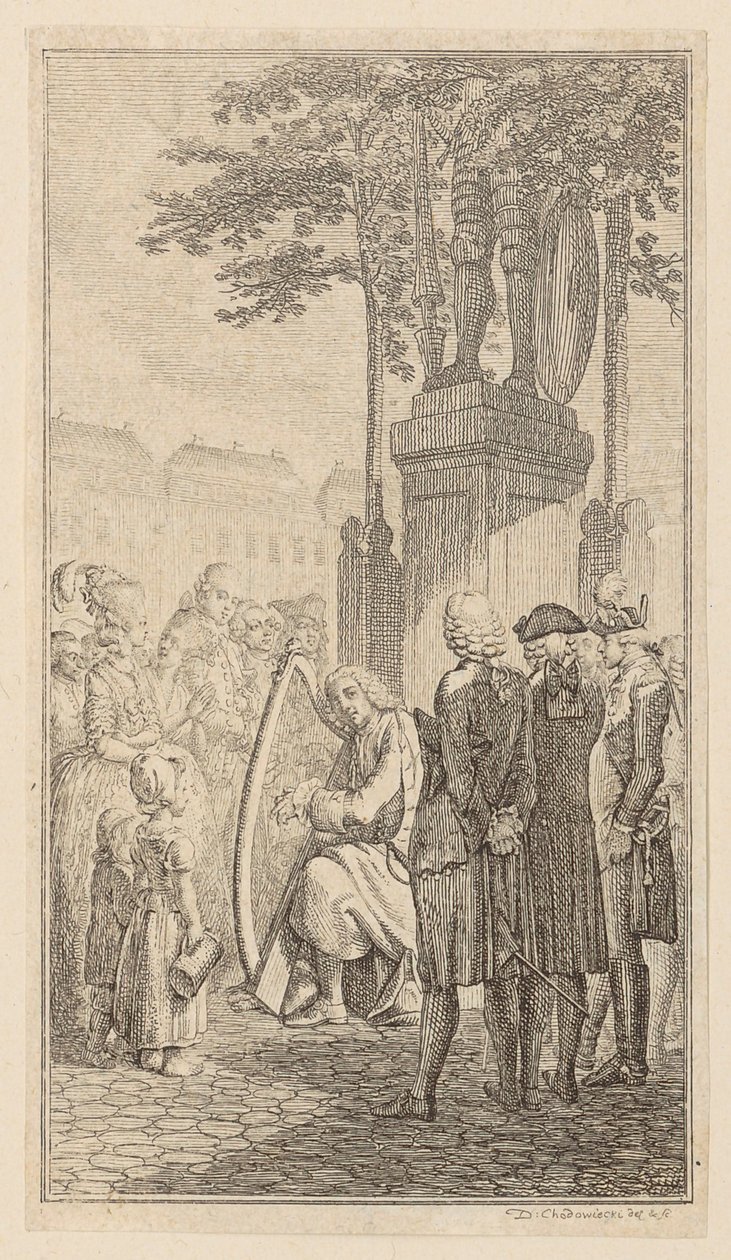 Minnesanger, side 1 fra den første utgaven av «Gedichte von Gottfried August Bürger» av Daniel Nikolaus Chodowiecki