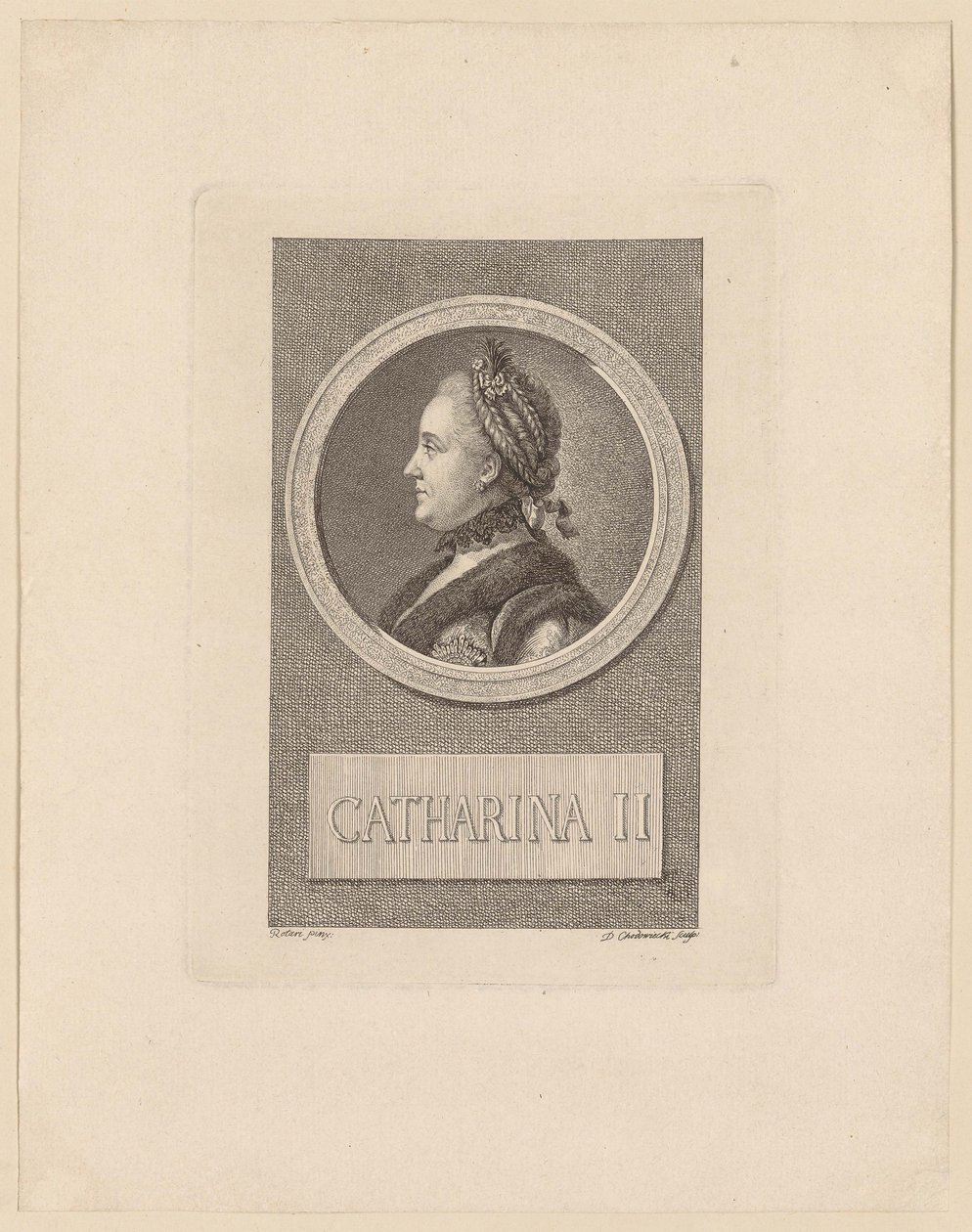 Portrett av keiserinne Katarina II av Russland av Daniel Nikolaus Chodowiecki