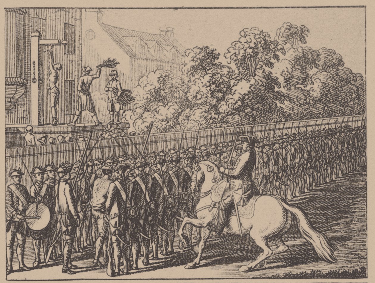 Løper hansken. Illustrasjon fra Elementartwerk av J.B. Basedow, 1774 av Daniel Nikolaus Chodowiecki