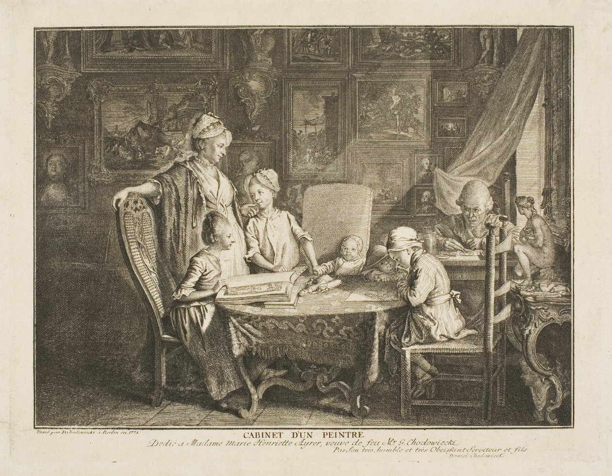 Kunstneren og hans familie av Daniel Nikolaus Chodowiecki