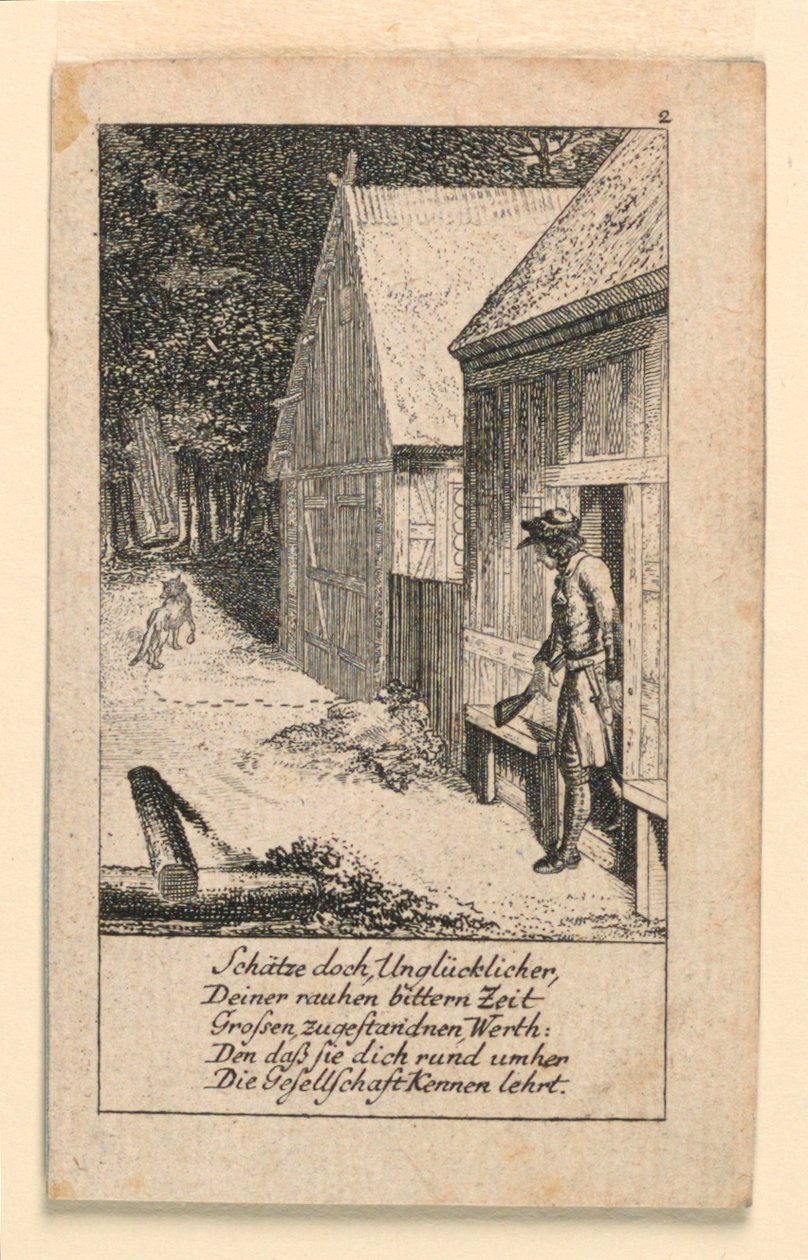 The Devotee of Solitude, illustrasjon for "Königl: Grosbrit [anian] genealogisk kalender for 1780-året Lauenberg av J.G. Berenberg" av Daniel Nikolaus Chodowiecki