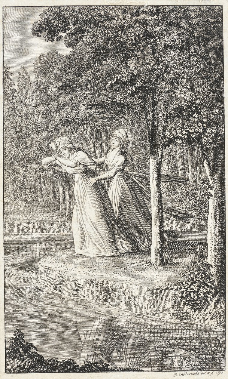 Tittelside til «Månedlig revue for damer fra Leipzig for 1794» av Daniel Nikolaus Chodowiecki