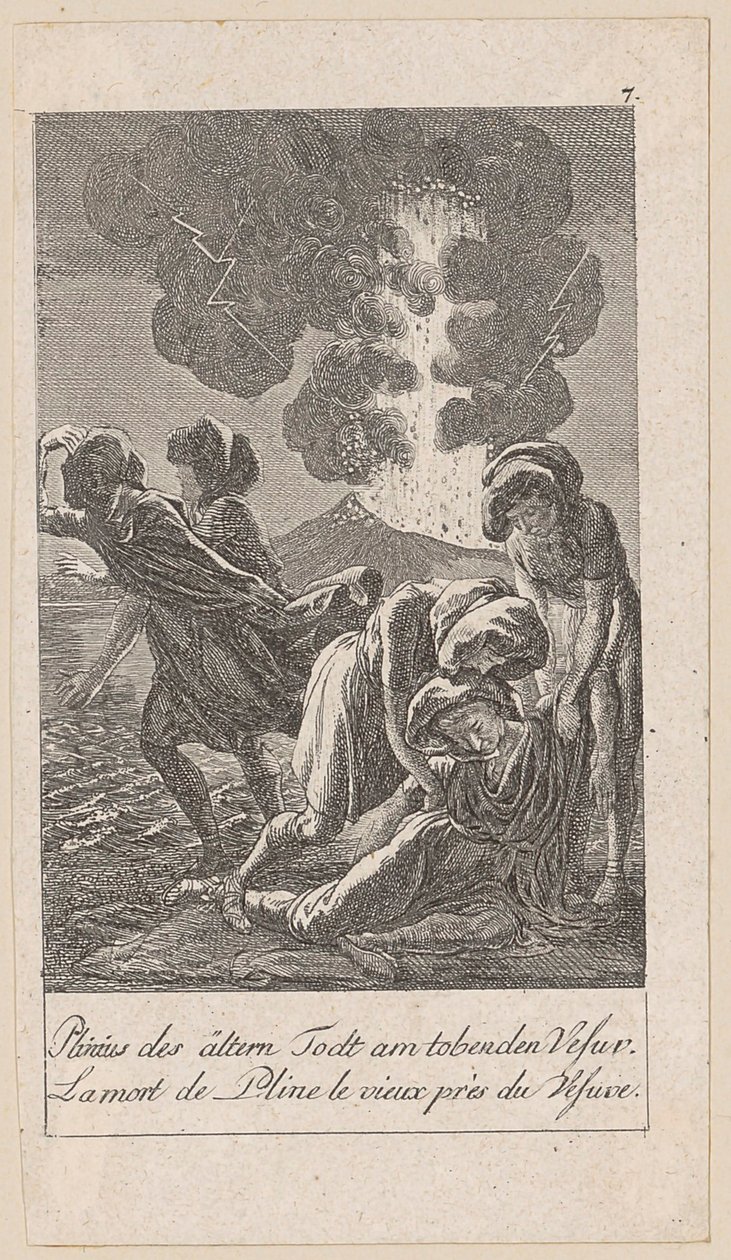 Plinius den eldres død, blad 7 i serien «Eldre, middelalderlig og nyere historie» av Daniel Nikolaus Chodowiecki