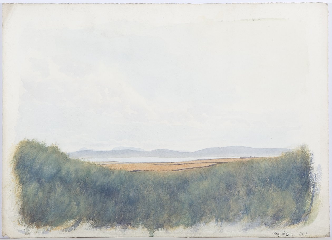 Holy Island, 1893 (blyant og wc på papir) av Daniel Oliver