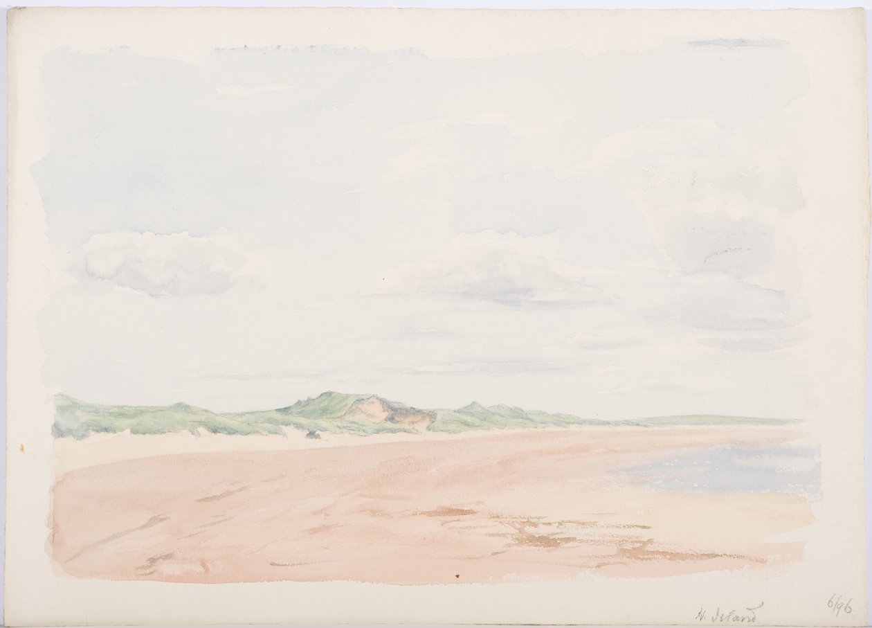 Holy Island, 1896 (blyant og wc på papir) av Daniel Oliver