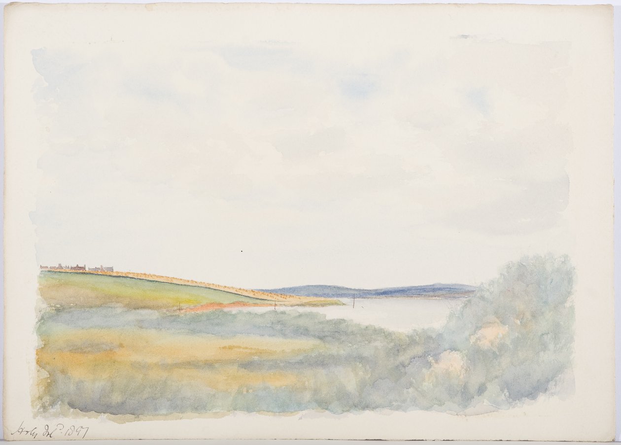 Holy Island, 1897 (blyant og wc på papir) av Daniel Oliver