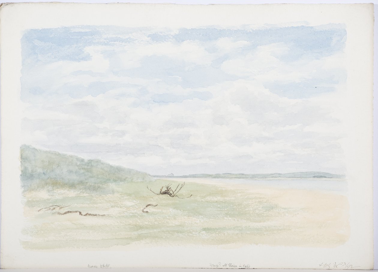 Holy Island, 1899 (blyant og wc på papir) av Daniel Oliver