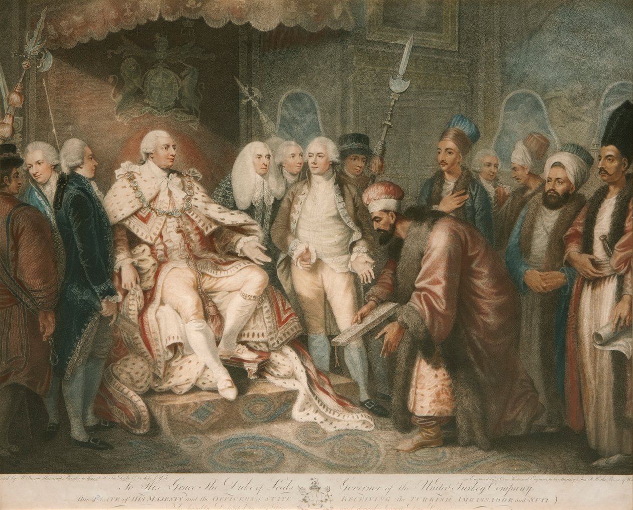Kong George III tar imot den tyrkiske ambassadøren av Daniel Orme
