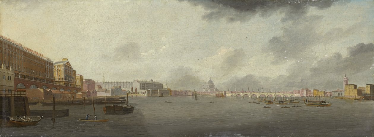 En utsikt over Themsen som ser østover med Adelphi, Somerset House og Saint Paul
