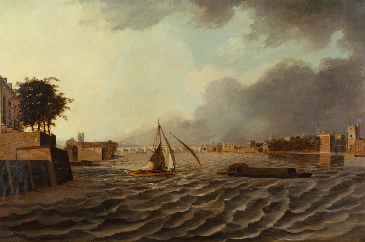 Utsikt over Themsen med Westminster Bridge og Lambeth Palace av Daniel Turner