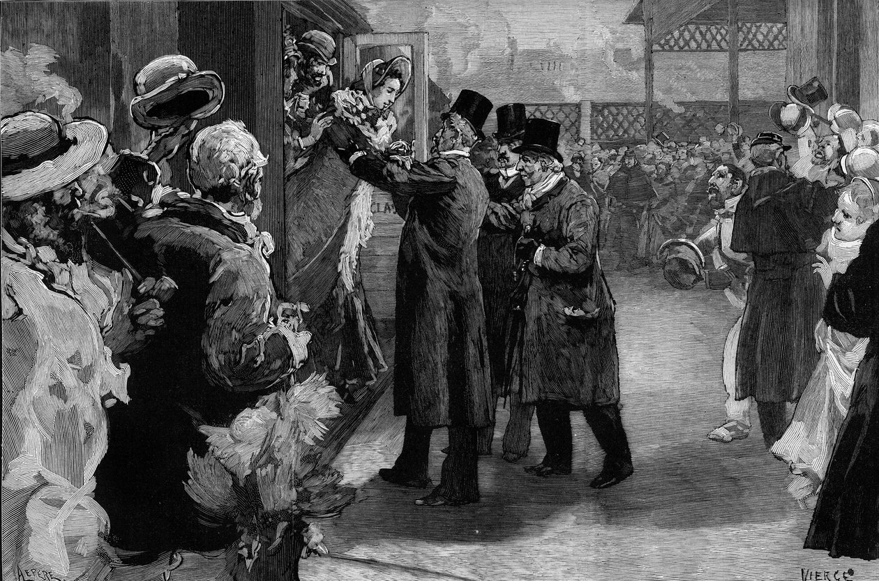 Louise Michel returnerte til Frankrike (1830-1905) etter hans deportasjon for sin deltakelse i Paris-kommunen. Den ble ønsket velkommen på Saint Lazare stasjon (Saint-Lazare) av Henri Rochefort (1831-1913), Louis Blanc (181-1882) og George Clemenceau (1841 av Daniel Urrabieta Vierge