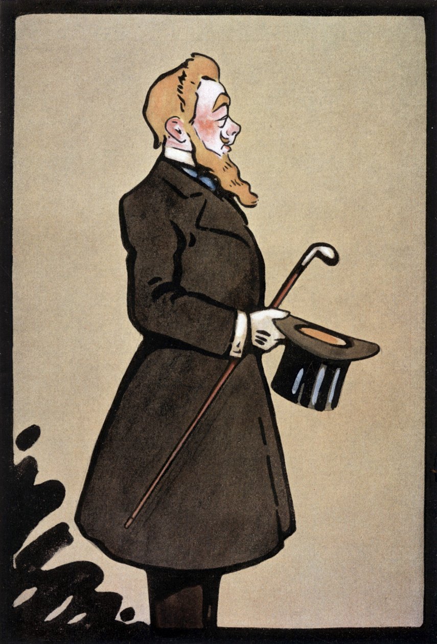 Den franske komikeren og sangeren Albert Brasseur som kongen i skuespillet "Le Roi", illustrasjon fra den franske avisen "Le Theatre" juni 1908 av Daniel de (after) Loscques