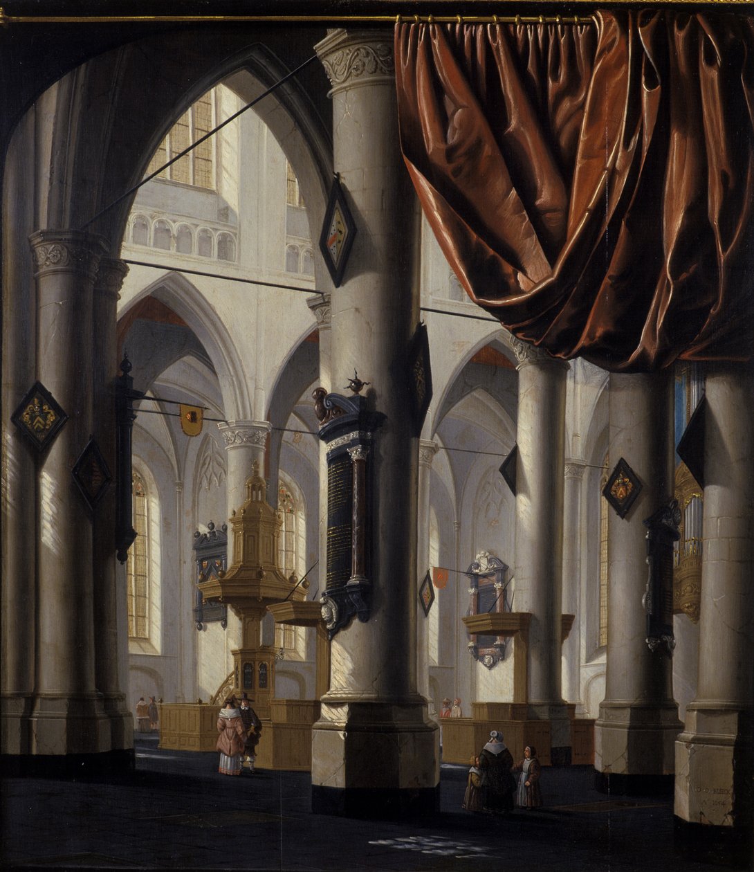 Den nye kirken i Delft, 1654 (olje på eiketre) av Daniel de Blieck