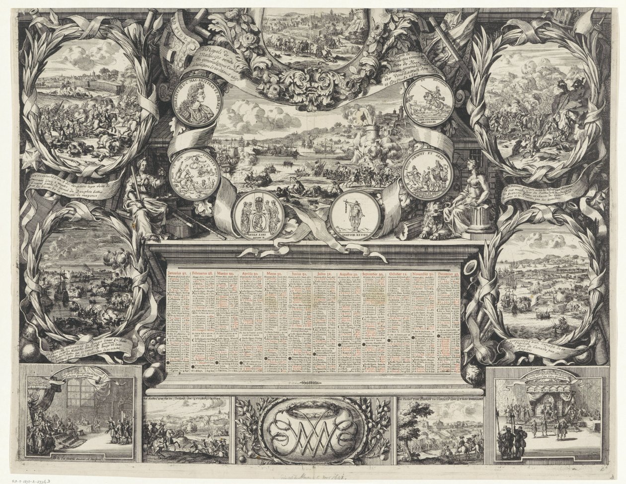 Seirer av kong William III i Irland (nedre halvdel), 1690 The Glorious Campaign of William III King of Great Britain Ifølge Noen av de mest minneverdige handlingene til de allierte og konfødererte i år 1690 fant sted av Daniel de Lafeuille