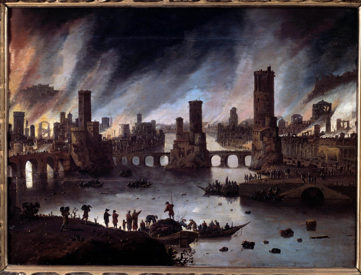 View of the Fire of Troy Maleri av Daniel van Heil (1604-1662) Besancon fra 1600-tallet. Musee Des Beaux Arts - Utsikt over brenningen av Troja. Maleri av Daniel van Heil (1604-1662) av Daniel van Heil