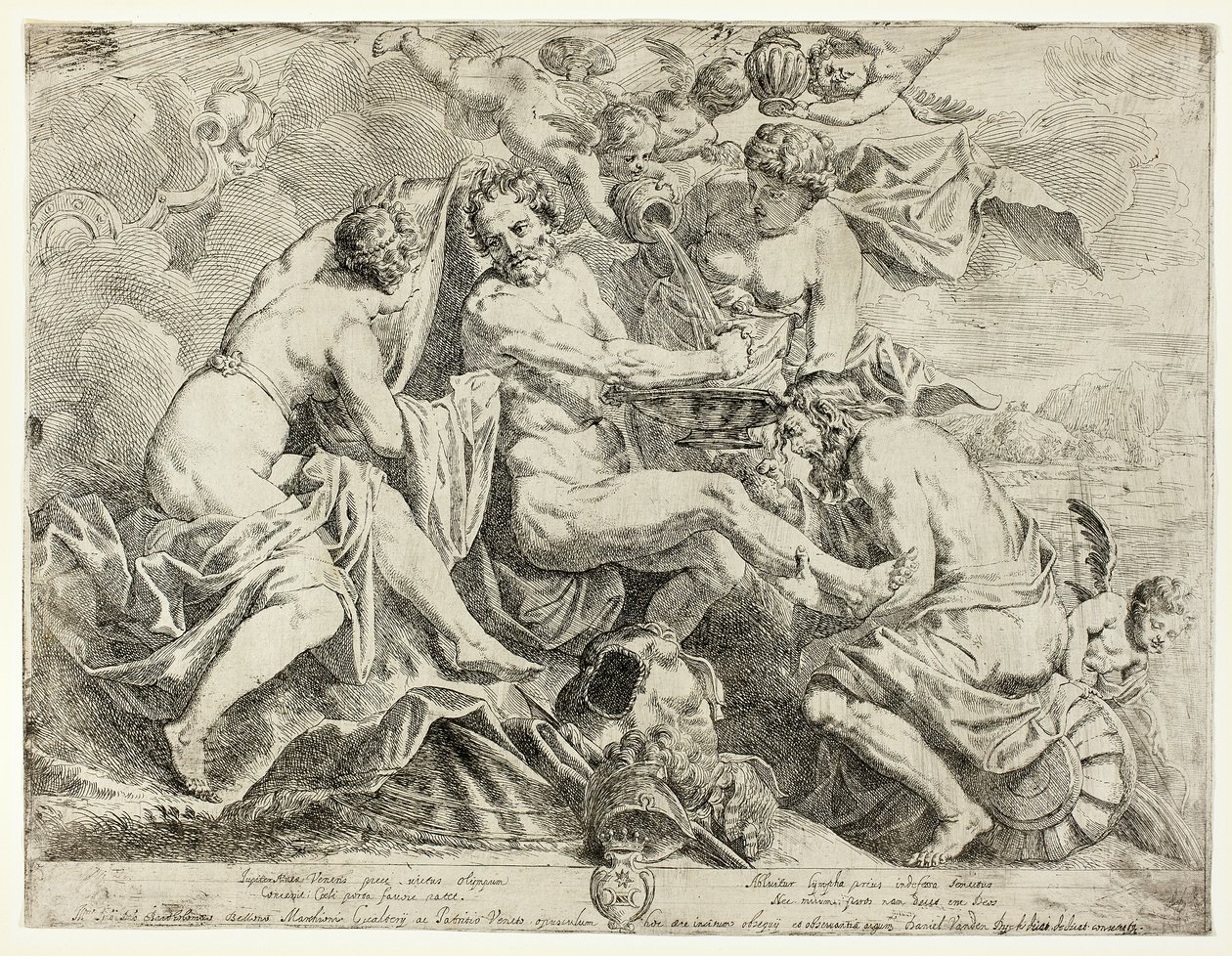 Forgudelsen av Aeneas av nymfer og amoriner av Daniel van den Dyck