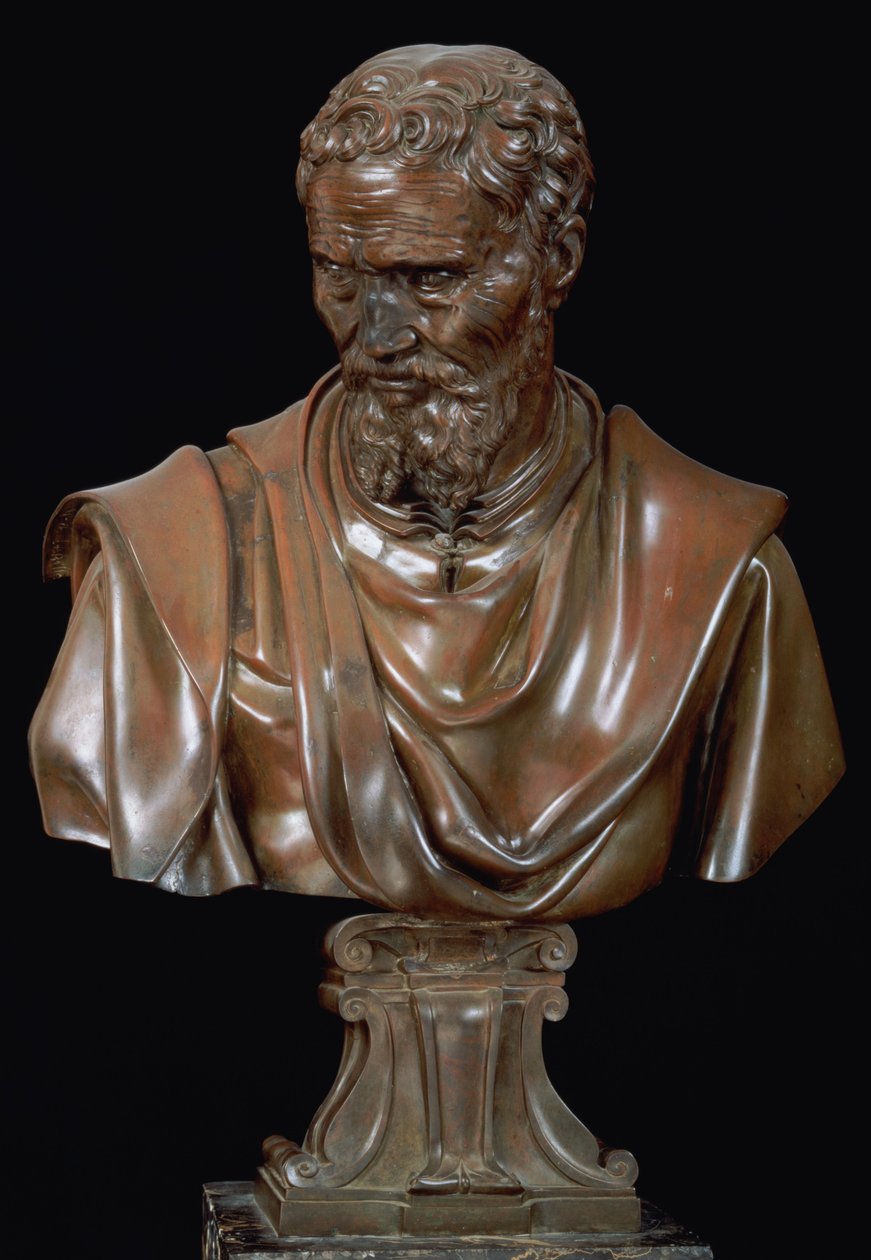 Portrettbyste av Michelangelo Buonarroti (1475-1564) (bronse) av Daniele da Volterra