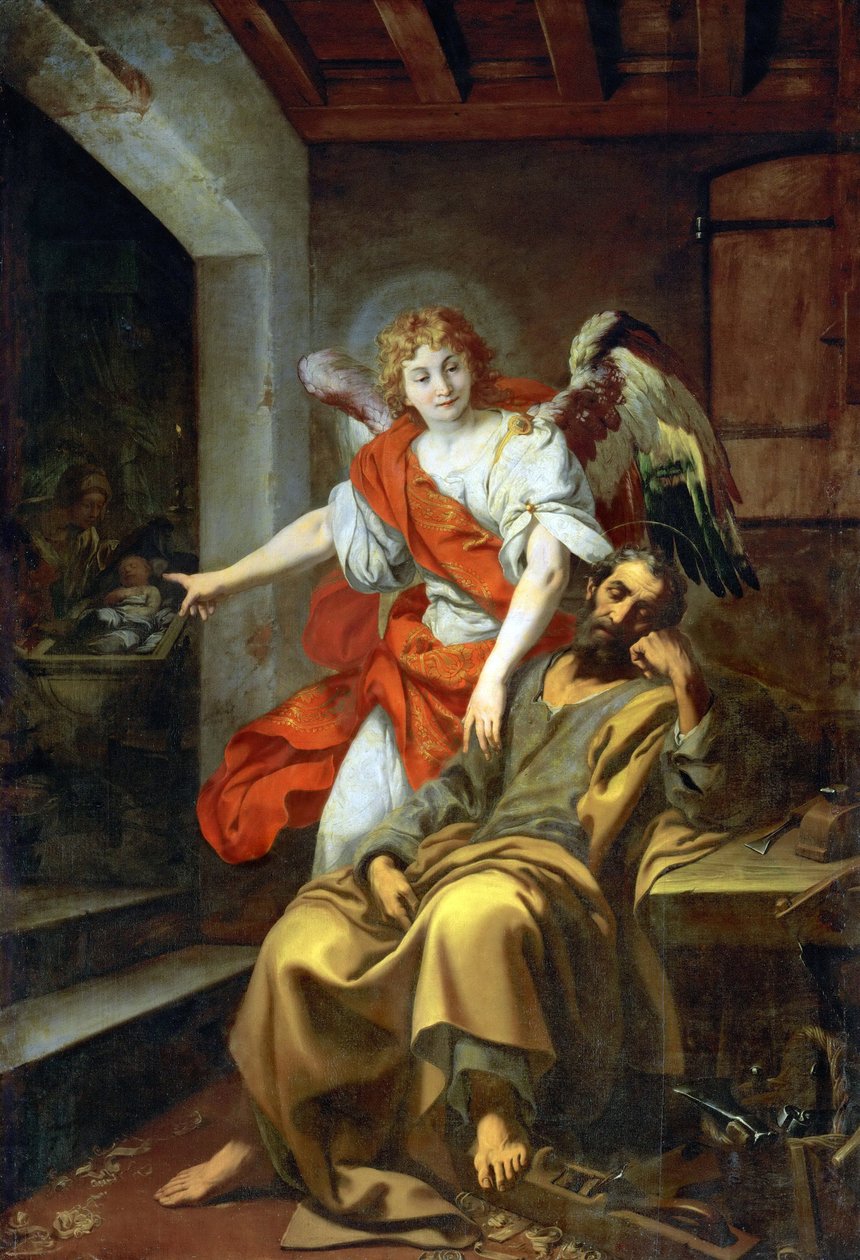 Barokk : le songe de Joseph - Drømmen om St. Joseph par Crespi, Daniele (1598-1630), ca. 1620-1630. Olje på lerret, 297x203. Kunsthistorisk museum, Vienne av Daniele Crespi