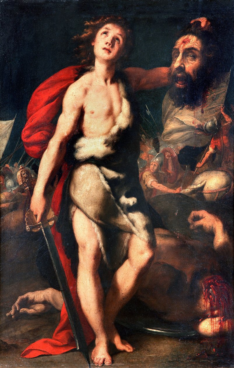 David-vinner av Giant Goliath holder hodet i hånden Maleri av Daniele Crespi (1598-1630) 1623 Palazzo Borromeo, Isola Bella, Stresa Italia av Daniele Crespi