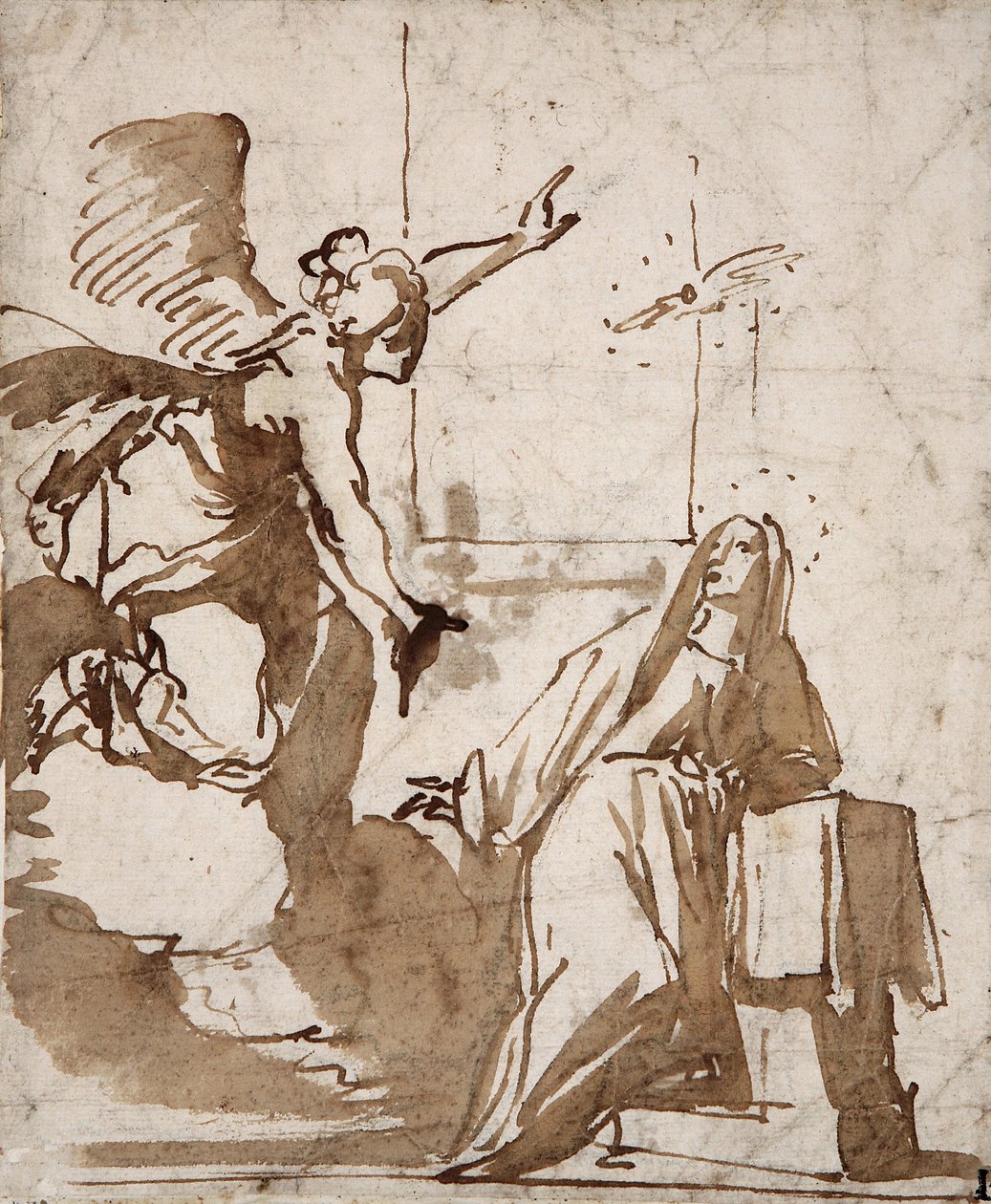 Forberedelsen av bebudelsestegningen av Daniele Crespi (1598-1630) Marcora-samlingen fra 1600-tallet av Daniele Crespi