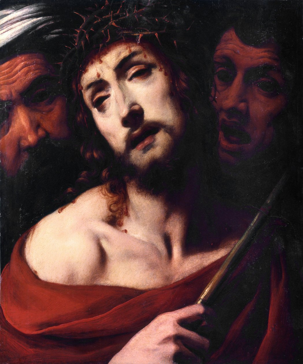 Kristi hån Ansiktet til den lidende Kristus har torner. Maleri av Daniele Crespi (1598-1630) Basilica San Giovanni fra 1600-tallet, Busto Arsizio Italia av Daniele Crespi