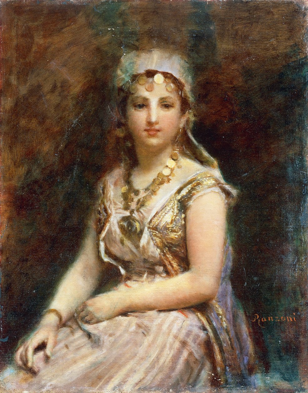 Sittende kvinneskikkelse, av Daniele Ranzoni (1843-1889), olje på lerret, 57,5x46 cm av Danielle Ranzoni